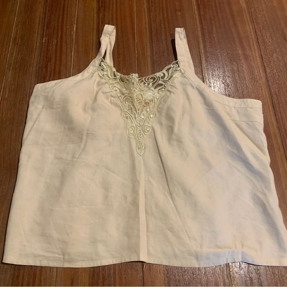 Sherry Taylor Signature Plus Size Embellished Tank Top Lace Sequin Insert 3X